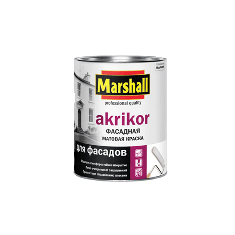 Краска MARSHALL AKRIKOR фасадная, 0,9л (BW)