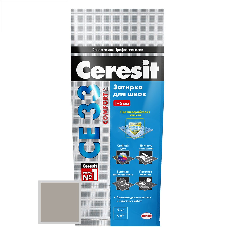 Затирка CERESIT CE33 серая, 5кг